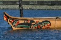 Natives spend hours creating beautiful art projects like handcrafted canoes on Vancouver Island in British Columbia, Canada.