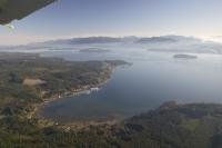 Stock Aerial Photo of Malcolm Islans, the town of Sointula and Vancouver Island.