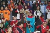 The elaborate regalia at the Sealaska American Native biannual celebrations in Juneau, a popular cruise ship destination in Alaska.