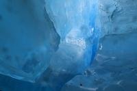 The ice seen from inside the Mendenhall Glacier appears blue because red and yellow light is absorbed leaving the blue colour.