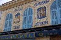 The exterior of a building created from a variation of tiles along the streets in the Old Town of Nice in Provence, France.