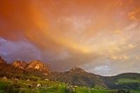 The fascinating cloud formation at sunset over Croda di Maglio in the Natural Park Schlern in the Dolomites, South Tyrol, Italy.