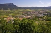 Overlooking the city of Jaca located in the Aragon valley in the middle of the Pyrenees mountains in Huesca, Spain in Europe.
