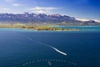 Aerial of one of the most beautiful sceneries of the South Island of New Zealand, the Kaikoura Peninsula and Mountains, New Zealand.