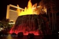 The volcano erupts into life outside the Mirage Hotel and Casino in Las Vegas, Nevada, USA.