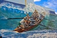 The wall mural collection in the town of Opunake, NZ wouldn't be complete without a surf life saving picture.