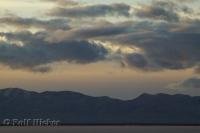 Stunning images of a cloudy sky and dramatic sunset over Great Salt Lake in Utah, USA.
