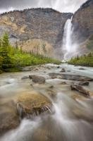 Fed by the melt waters of the Daly Glacier, the Takakkaw Falls which are situated in British Columbia's Yoho National Park are an impressive sight as water plunges 254 metres in a free fall.