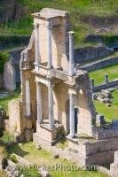 This Ancient Roman Stage or Theatre known as Teatro Romano in the town of Volterra, Tuscany in Italy, was built in the 1st century B.C. and was originally part of a much larger complex.