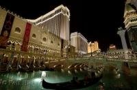 Gondolas gently glide through the waters of the Grand Canal replica at the Venetian Resort Hotel Casino in Las Vegas.