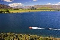 One of the most popular activities for families camping at Lake Wanaka is water skiing.