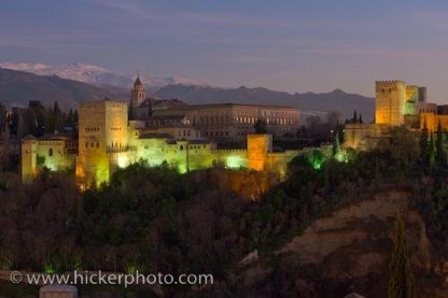 Photo: 
Exterior View Alhambra Dusk Granada Andalusia Spain