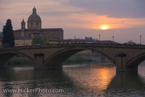 Photo: 
Florence City Tuscany Italy Bridge Sunset
