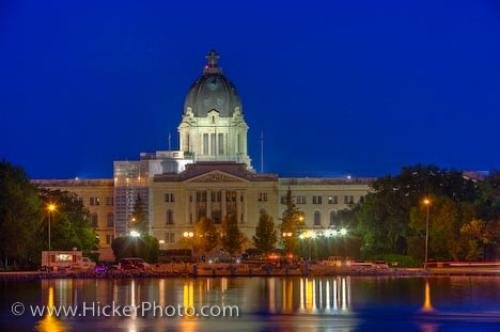 Photo: 
Night Lights Reflections Legislative Building Regina Saskatchewan