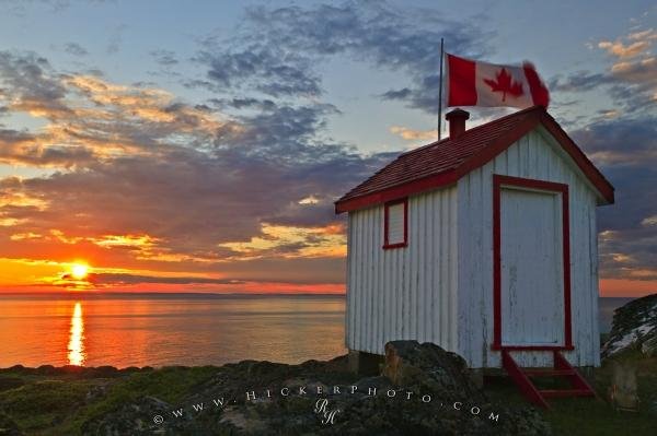 Photo: 
Canadian Flag Outhouse Scenic View Sunset