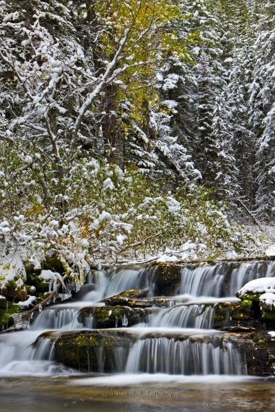 Photo: 
Snow Covered Waterfall Scenery Waterton Lakes National Park