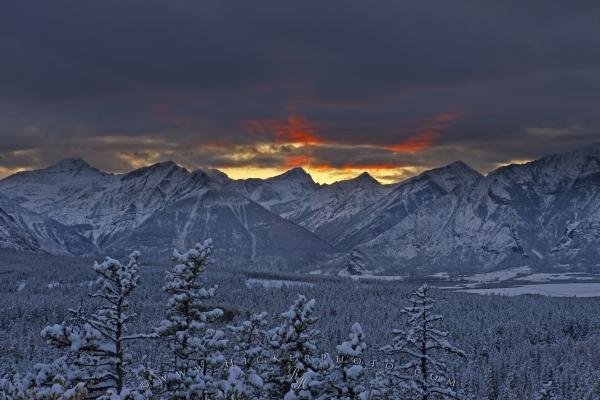 Waterton Lakes National Park Winter Scenic Sunset Picture Photo