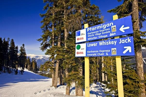 Photo: 
Whistler Mountain Ski Trail Direction Signs British Columbia