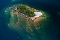The aerial view of an island in Lake Superior almost gives the appearance of an abstract work of art created by nature.