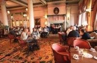 Having afternoon tea in the tea room of the Empress Hotel of Victoria on Vancouver Island, British Columbia, Canada.