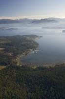 An aerial view of the Finnish Community of Sointula on Malcolm Island near Northern Vancouver Island in British Columbia.