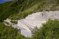 The road climbs to 879 metres at the Col de Brouis through the Vallee de la Bevera in the Alpes Maritimes region of Provence, France.