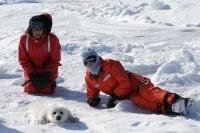 Ambassadors for animal rights and respect for animals, Heather and Paul McCartney spend time on the ice with a baby harp seal.