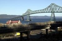 Spanning the mighty Columbia River  the Astoria Megler Bridge links Oregon and Washington in the USA.