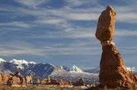 The world famous Balanced Rock situated in Arches National Park in Utah, USA.