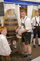 Traditional Bavarian Beer is served up at the Maibaumfest in Putzbrunn, Germany.