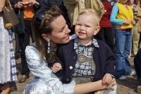 A toddler at the Bavarian Maibaumfest in Southern Bavaria in Putzbrunn, Germany.