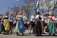 A dance of celebration during the traditional Maibaumfest in the Bavarian village of Putzbrunn, Germany.
