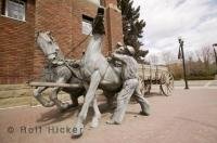 The town of Red Deer in Alberta has an array of bronze statues which depict the towns colourful history.