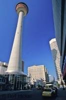 Towering above the other city buildings, the Calgary Tower offers spectacular views from the city to the Rocky Mountains of Alberta.