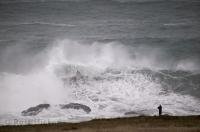 A stunning display of waves along the coast of California, USA.