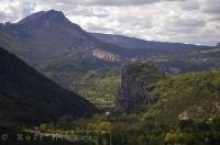 The town of Castellane in the Alpes de Haute, France is watched over from high by the Notre Dame du Roc Chapel.