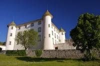 A privately owned 17th century chateau situated at the western end of the village of Aiguines in the Provence, France in Europe.