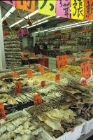 An assortment of Asian delicacies available at a store at the Chinatown Markets in Vancouver, British Columbia, Canada.