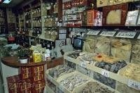 The tightly packed shelves of a chinese store at the Chinatown Markets in Toronto, Canada.