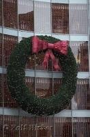 A pretty christmas wreath in a shop window in downtown San Francisco, California, USA.
