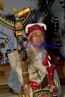 Chief Glendale holds the intricately carved Talking Stick  of his Tribe.