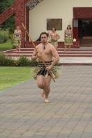 Photo showing a warrior challenge during one of the maori cultural tours available in Rotorua in the North Island of New Zealand.