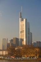 The downtown core in the city of Frankfurt in Hessen, Germany has two of the tallest skyscrapers in all of the European Union.