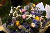 A beautiful bouquet of colourful dried flowers at the Pike Market Public Market Center in Seattle.