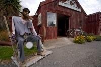 A dummy sits outside the blacksmiths shop in Duntroon in the Waitaki Valley on the South Island of NZ.