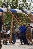 The traditional Maibaum Festival takes place in early May each year in the European town of Putzbrunn in Southern Bavaria, Germany.