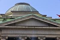 The facade and dome of the Vancouver Art Gallery, housed in the building that was once the Provincial Courthouse.