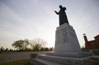 A memorial statue for Father Lacombe who founded St Albert, Alberta, Canada in 1861.