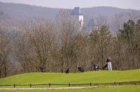 The Golf course in the village of Karlstein has views of the castle from almost every hole.