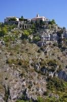 The ancient village of Gourdon sits on a rocky point directly above the Loup River in Provence, France.